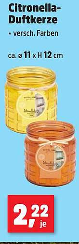 Citronella-Duftkerze - versch. Farben