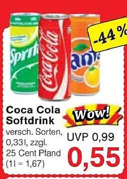 Coca Cola Softdrink - verschiedene Sorten, 0,33L