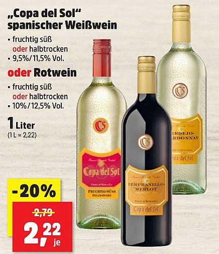 „Copa del Sol“ spanischer Weißwein oder Rotwein