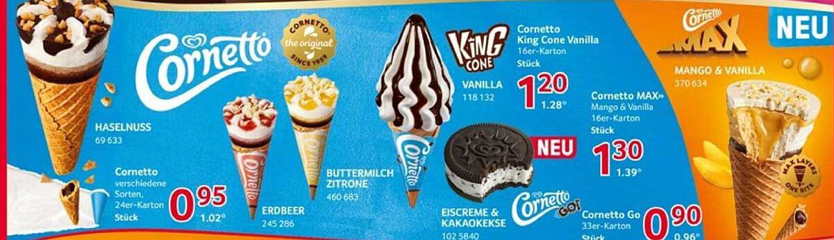Cornetto verschiedene Sorten, 24er-Karton Stück