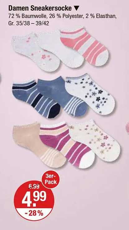 Damen Sneakersocken 3er-Pack