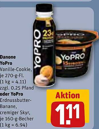 Danone YoPro Vanille-Cookie oder Erdnußbutter-Banane