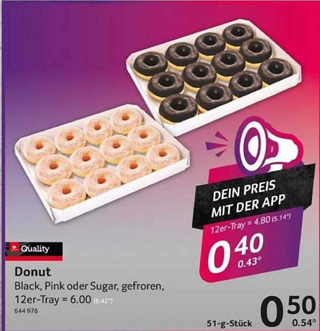 Donut Black, Pink oder Sugar, gefroren, 12er-Tray