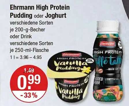 Ehrmann High Protein Pudding oder Joghurt – verschiedene Sorten