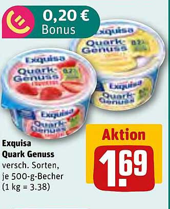 Exquisa Quark Genuss, verschiedene Sorten, je 500-g-Becher