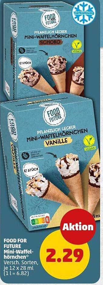 FOOD FOR FUTURE Mini-Waffelhörnchen, 12 Stück, verschiedene Sorten