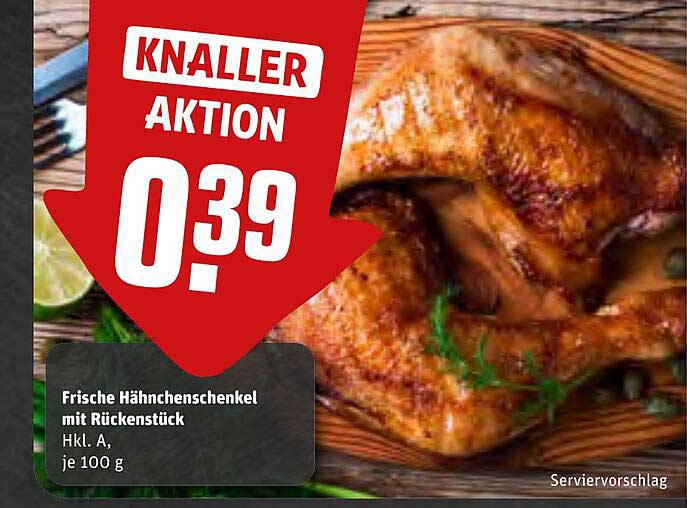 Frische Hähnchenschenkel mit Rückenstück