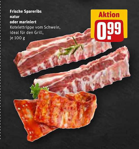 Frische Spareribs natur oder mariniert, je 100 g