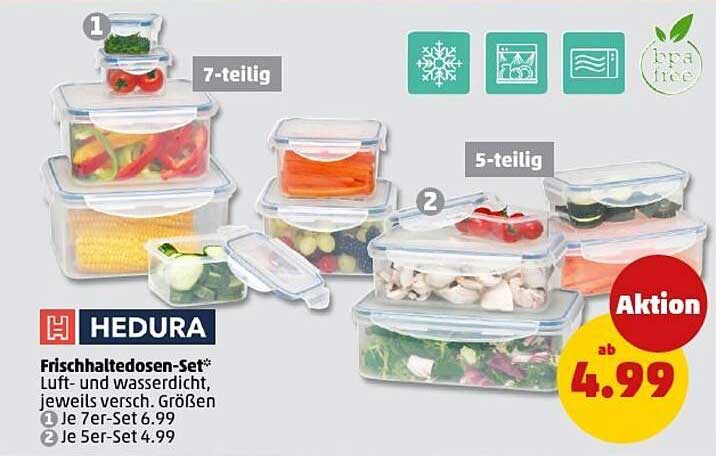 Frischhaltedosen-Set von Hedura, 7-teilig oder 5-teilig