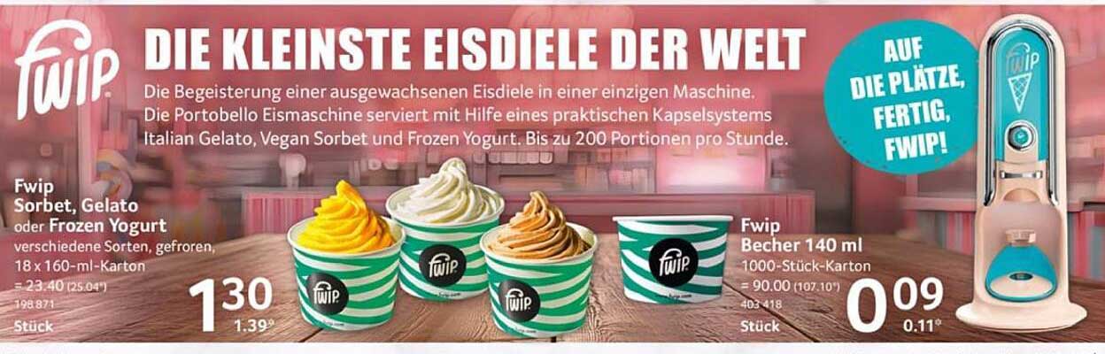 Fwip Sorbet, Gelato oder Frozen Yogurt - verschiedene Sorten, gefroren, 18 x 160-ml-Karton