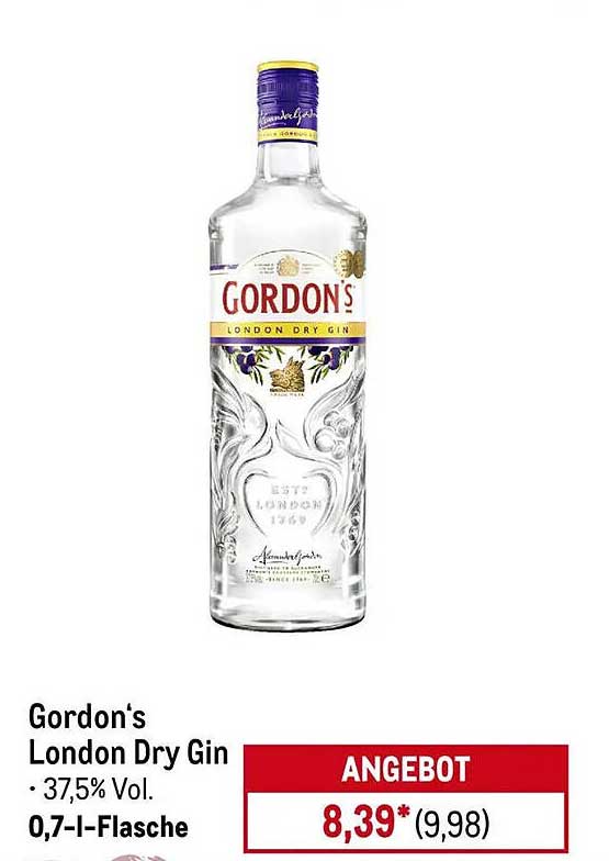 Gordon's London Dry Gin – 0,7-l-Flasche, 37,5 % Vol.