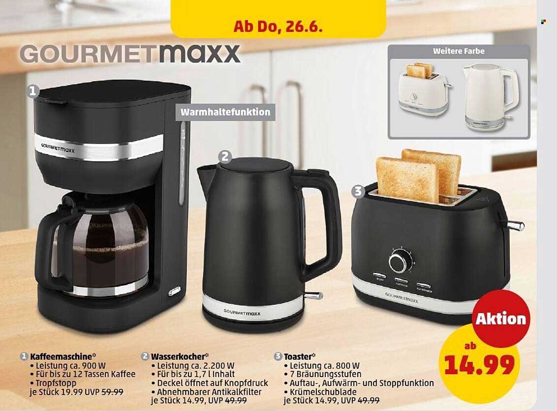 Gourmetmaxx Kaffee, Wasserkocher und Toaster im Angebot