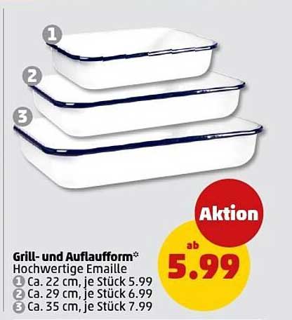 Grill- und Auflaufform Hochwertige Emaillierung