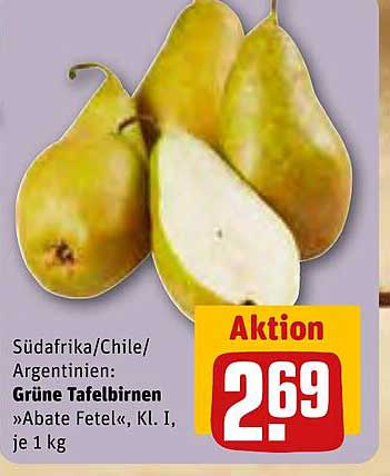 Grüne Tafelbirnen »Abate Fetel«, Kl. I, je 1 kg