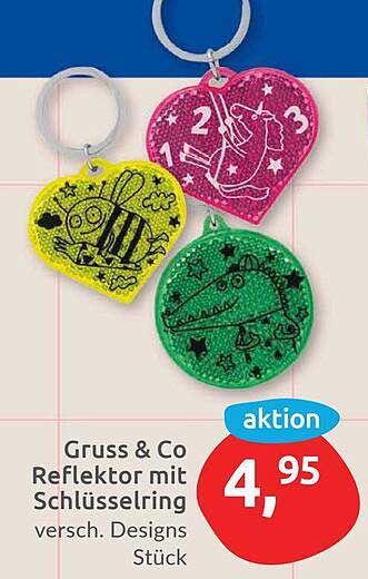 Gruss & Co Reflektor mit Schlüsselring, verschiedene Designs