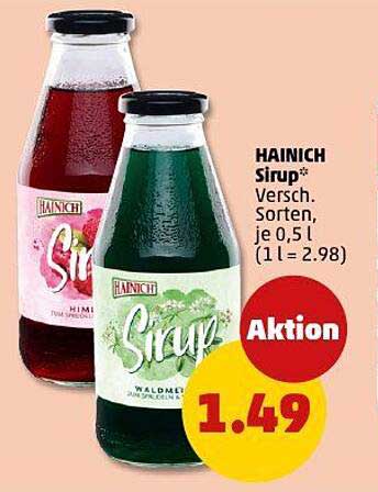 HAINICH Sirup verschiedene Sorten 0,5 L für nur 1,49 €
