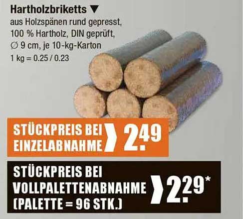 Hartholzbriketts aus Holzspänen rund gepresst, 100 % Hartholz, DIN geprüft