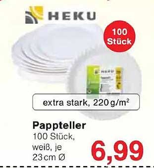 HEKU Pappteller 100 Stück, extra stark, 23 cm Ø