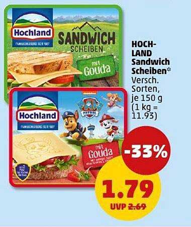 HOCHLAND Sandwich Scheiben mit Gouda