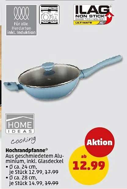 Hochrandpfanne aus geschmiedetem Aluminium, inkl. Glasdeckel