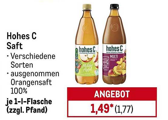 Hohes C Saft – verschiedene Sorten