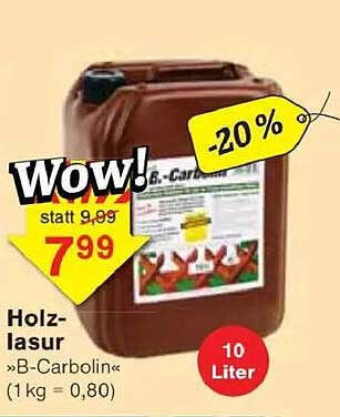 Holzlasur »B-Carbolin« 10 Liter