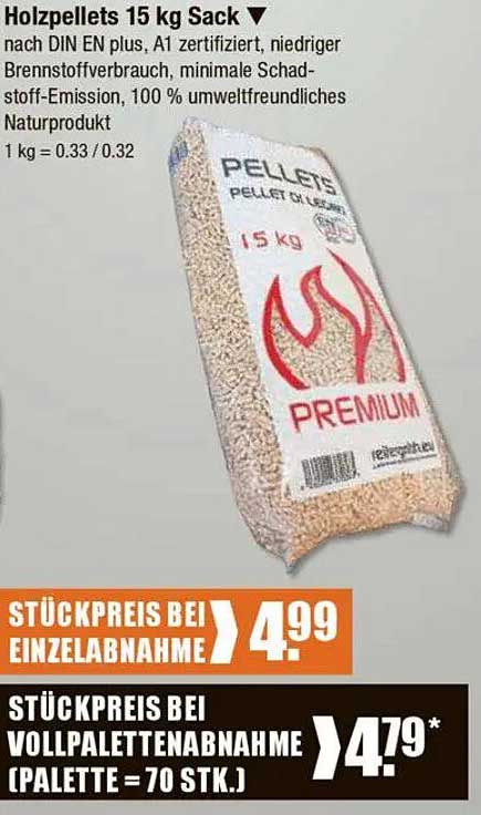 Holzpellets 15 kg Sack