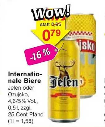 Internationale Biere - Jelen oder Ozujsko, 0,5l, 4,6%/5% Vol.