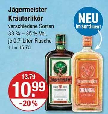 Jägermeister Kräuterlikör verschiedenen Sorten 33 % - 35 % Vol.