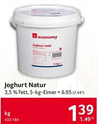 Joghurt Natur 3,5 % Fett, 5-kg-Eimer