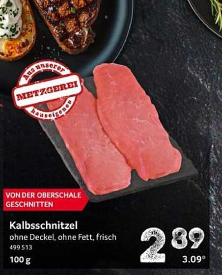 Kalbschnitzel ohne Deckel, ohne Fett, frisch