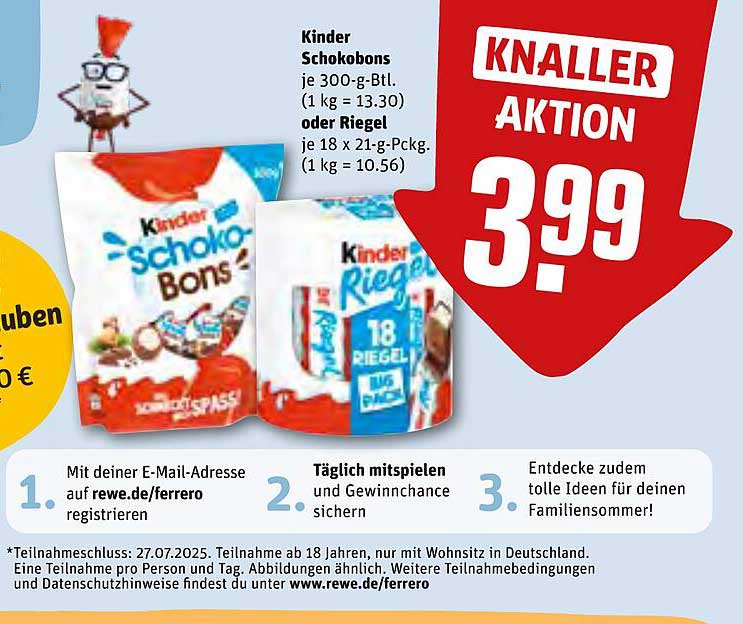 Kinder Schokobons oder Riegel – Knaller Aktion