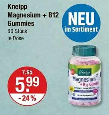 Kneipp Magnesium + B12 Gummies 60 Stück je Dose