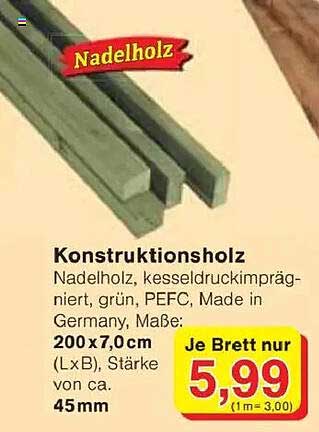 Konstruktionsholz Nadelholz kesseldruckimprägniert