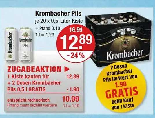 Krombacher Pils 20 x 0,5-Liter-Kiste – Jetzt zum Vorteilspreis!