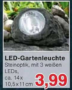 LED-Gartenleuchte Steinoptik, mit 3 weißen LEDs