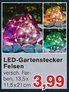 LED-Gartenstecker Felsen in verschiedenen Farben