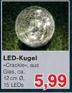 LED-Kugel »Crackle«, aus Glas, ca. 12 cm Ø, 15 LEDs