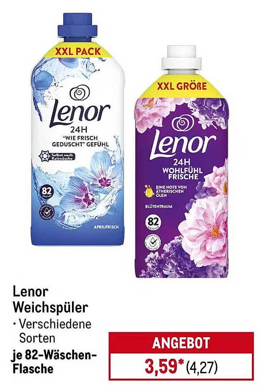 Lenor Weichspüler - Verschiedene Sorten, je 82-Wäschen-Flasche