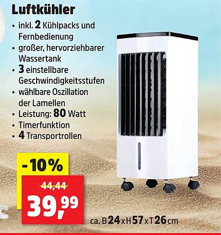 Luftkühler inkl. 2 Kühlpacks und Fernbedienung