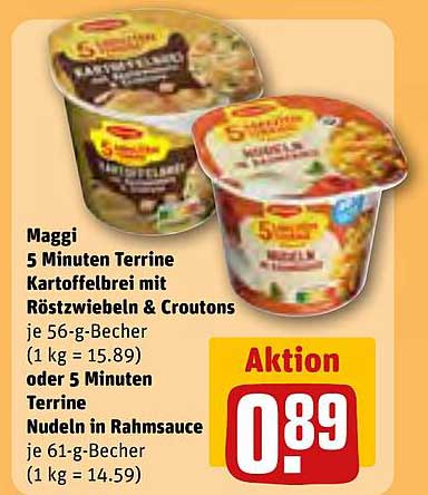 Maggi 5 Minuten Terrine Kartoffelbrei mit Röstzwiebeln & Croutons