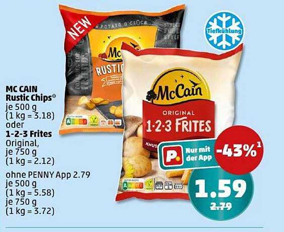 McCain Rustic Chips oder 1-2-3 Frites - Tiefgefrorenes Vergnügen