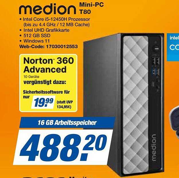 medion Mini-PC T80 mit Intel Core i5-12450H