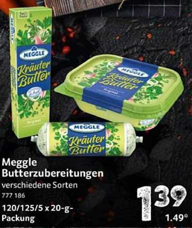 Meggle Butterzubereitungen verschiedene Sorten