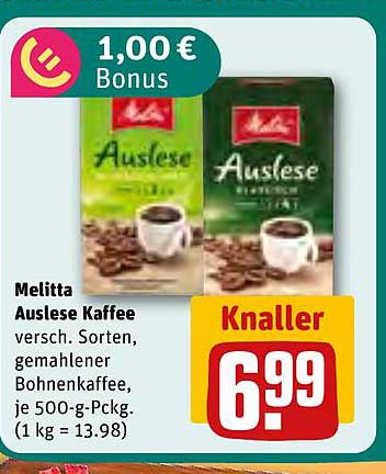 Melitta Auslese Kaffee - Gemahlener Bohnenkaffee, 500-g-Pckg.