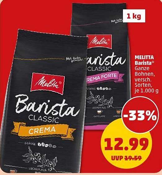 MELITTA Barista Classic – Ganze Bohnen, verschiedene Sorten je 1.000 g