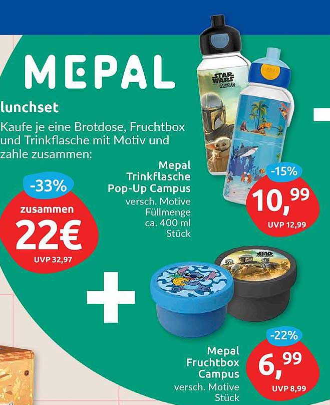 Mepal Lunchset: Brotdose, Fruchtbox und Trinkflasche mit Motiv