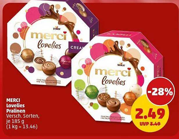 MERCI Lovelies Pralinen Verschiedene Sorten, je 185 g