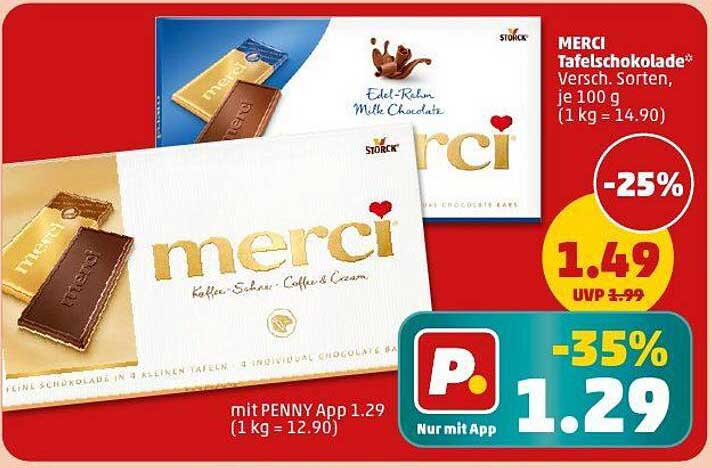 MERCI Tafelschokolade – Verschiedene Sorten