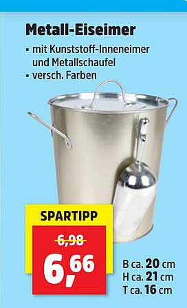 Metall-Eiseimer mit Kunststoff-Innen-eimer und Metallschaufel